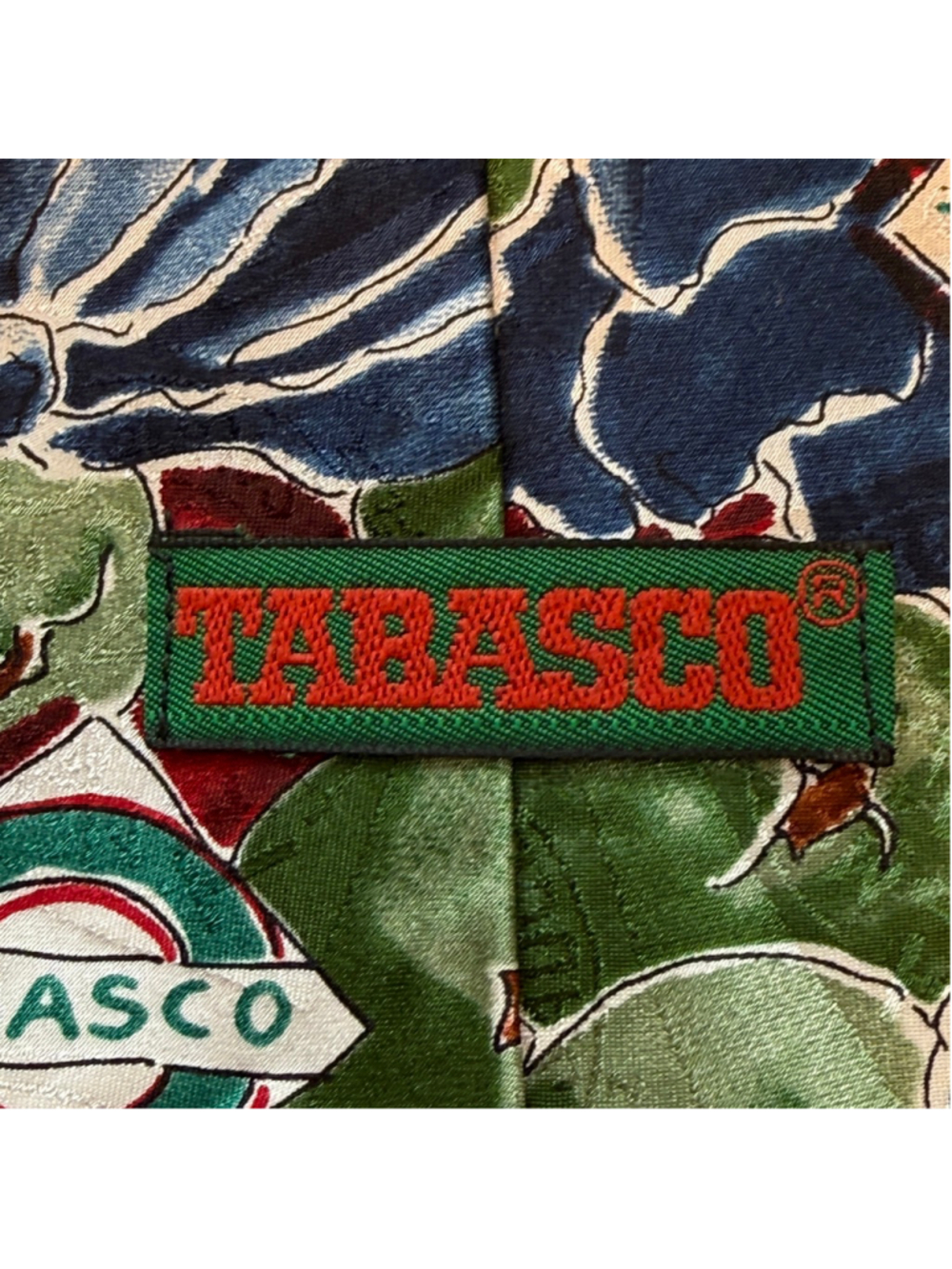 Tabasco Hot Pepper Sauce Novelty Necktie Green Pepper Print Silk Tie - Picture 5 of 5